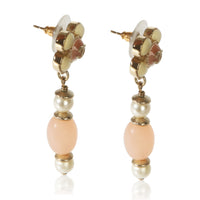 Chanel Gold Plated 2016 Resin & Faux Pearl Flower Earrings 2