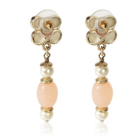 Chanel Gold Plated 2016 Resin & Faux Pearl Flower Earrings 3