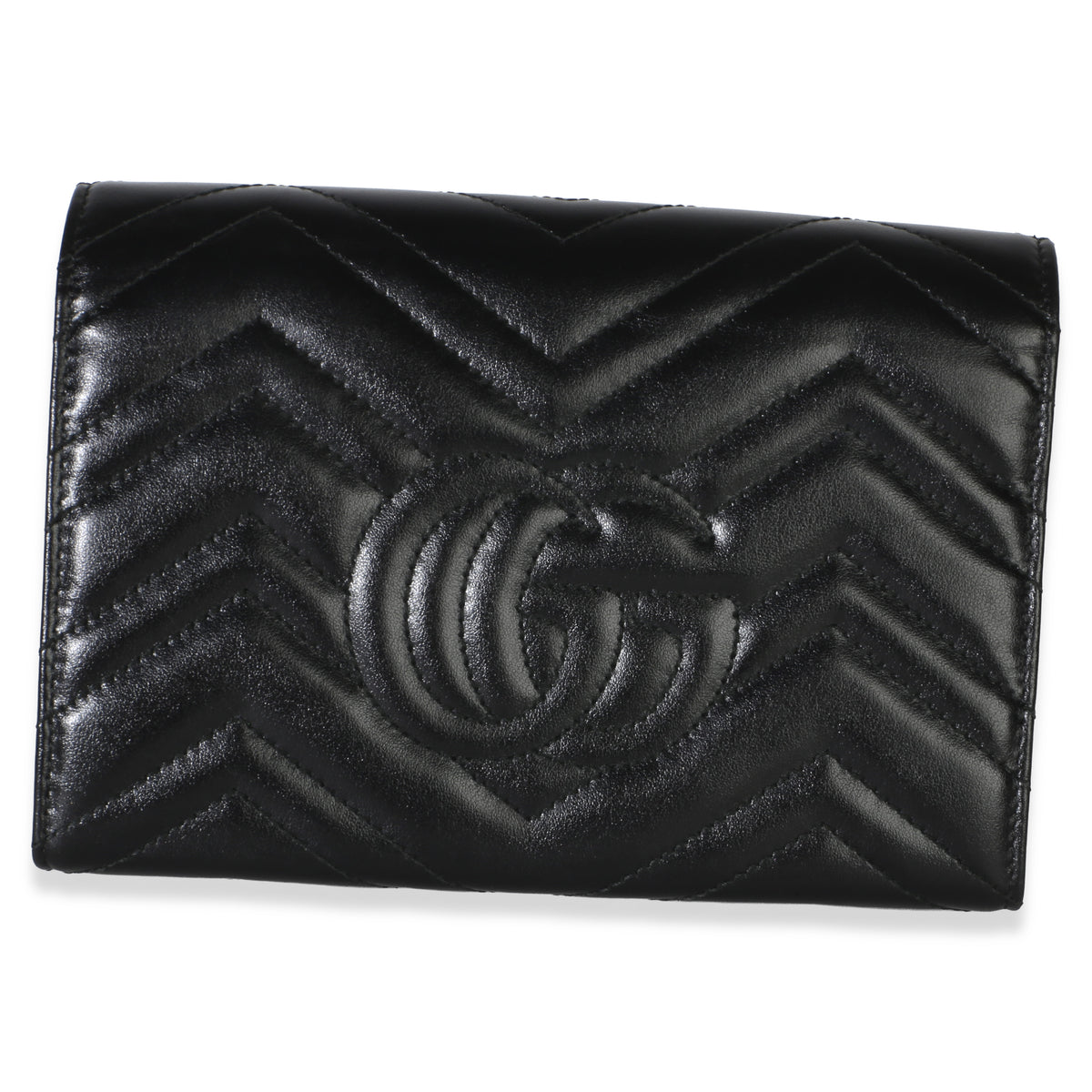 Gucci Black Matelasse Calfskin GG Marmont Chain Wallet Handbag 4