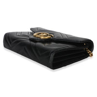 Gucci Black Matelasse Calfskin GG Marmont Chain Wallet Handbag 6