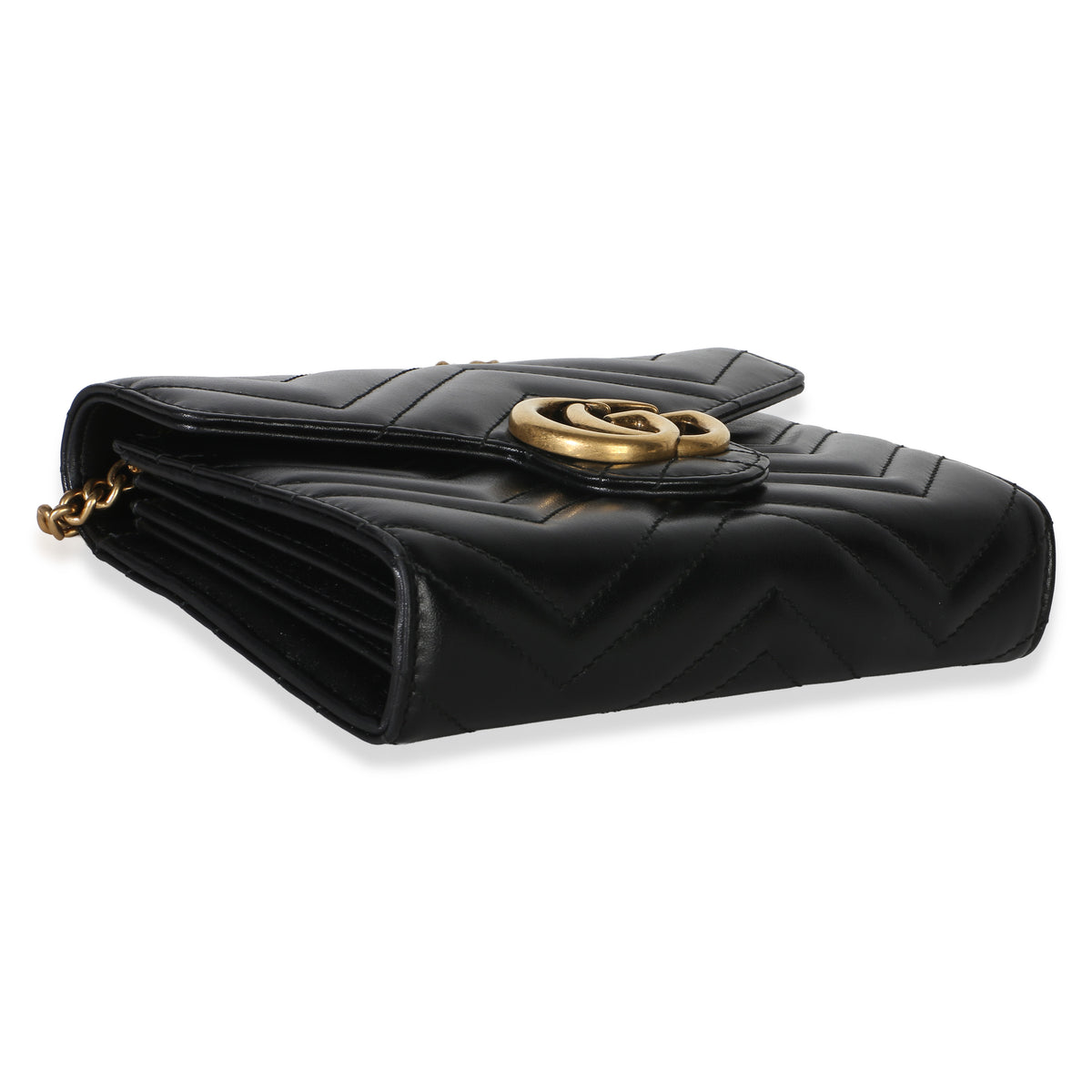 Gucci Black Matelasse Calfskin GG Marmont Chain Wallet Handbag 7