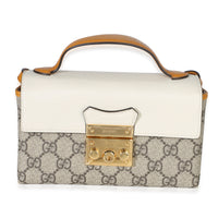 Gucci Orange GG Supreme Canvas Mini Padlock Top Handle Shoulder Bag Handbag id