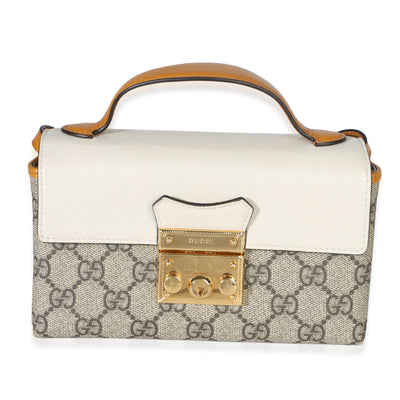 Gucci Orange GG Supreme Canvas Mini Padlock Top Handle Shoulder Bag Handbag id