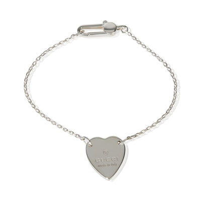 Gucci Sterling Silver Trademark Heart Bracelet fv