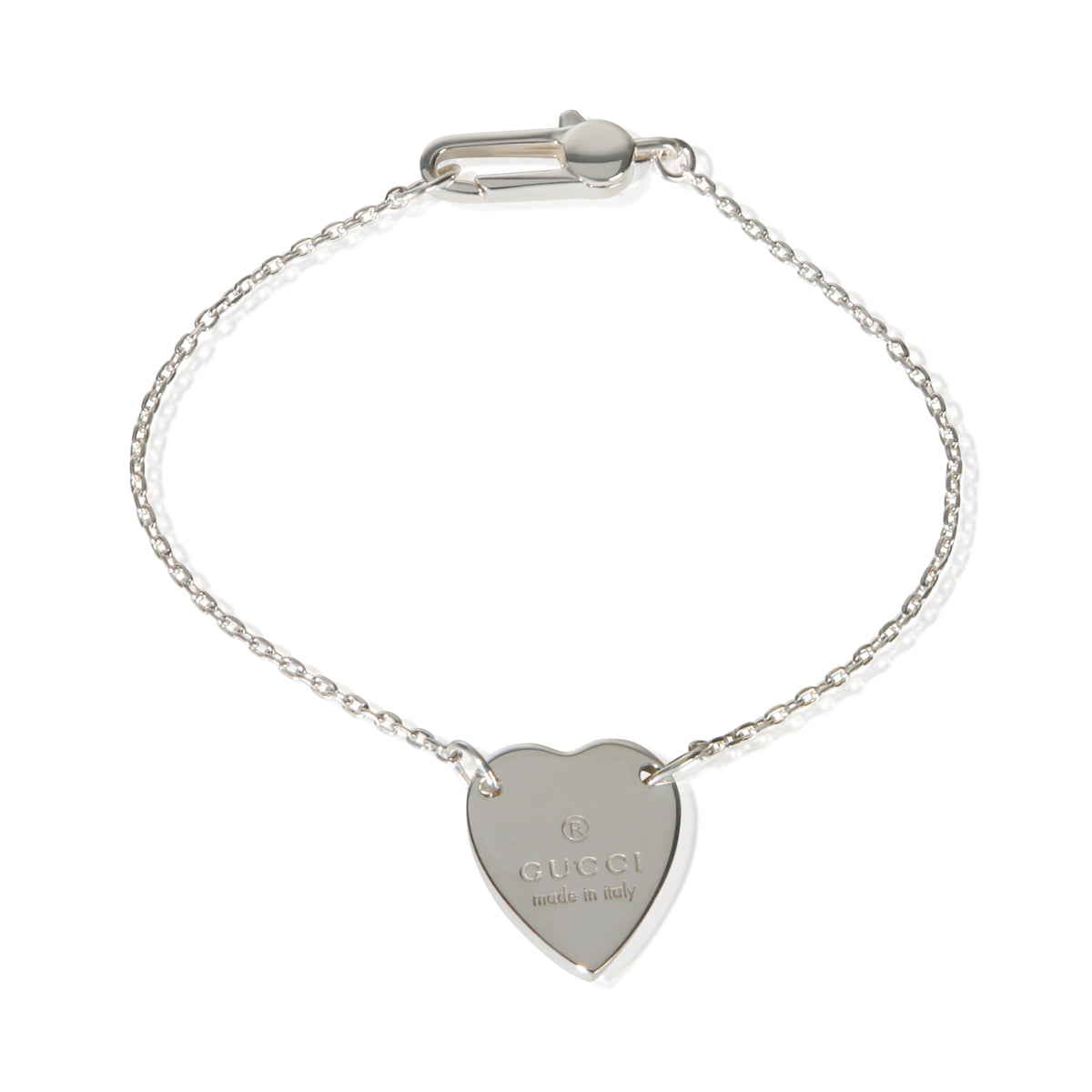 Gucci Sterling Silver Trademark Heart Bracelet fv