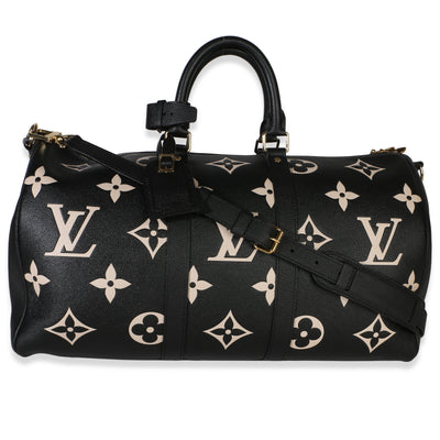 Louis Vuitton Black Cream Giant Monogram Empreinte Keepall Bandouliere 45 Handbag id
