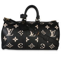 Louis Vuitton Black Cream Giant Monogram Empreinte Keepall Bandouliere 45 Handbag id