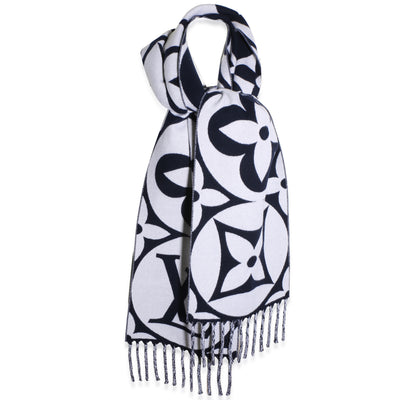 Louis Vuitton Navy White Wool LV Medallion Scarf id
