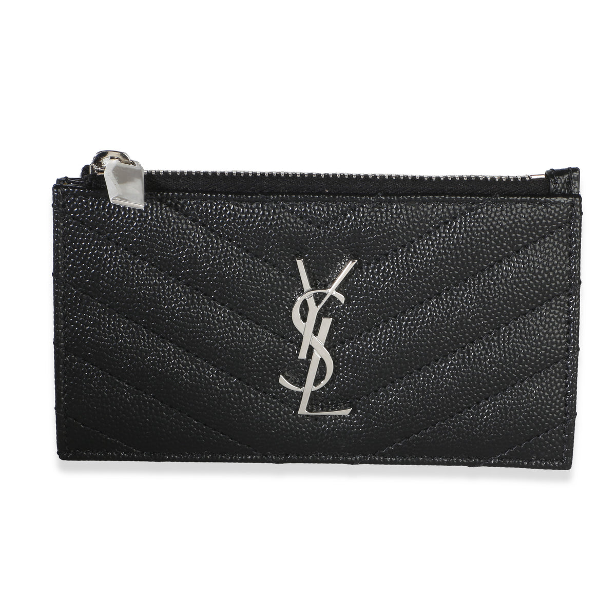 Saint Laurent Black Grain De Poudre Matelasse Cassandre Fragments Card Case Wallet id
