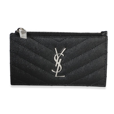 Saint Laurent Black Grain De Poudre Matelasse Cassandre Fragments Card Case Wallet id