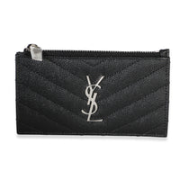 Saint Laurent Black Grain De Poudre Matelasse Cassandre Fragments Card Case Wallet id