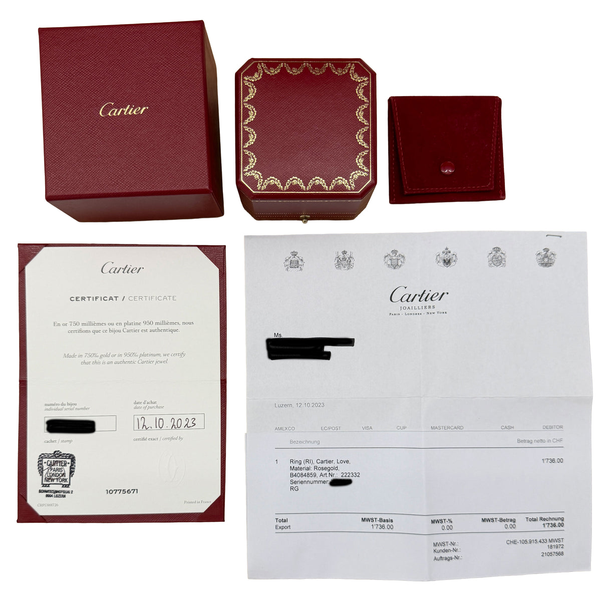 Cartier Rose Gold Love Ring box