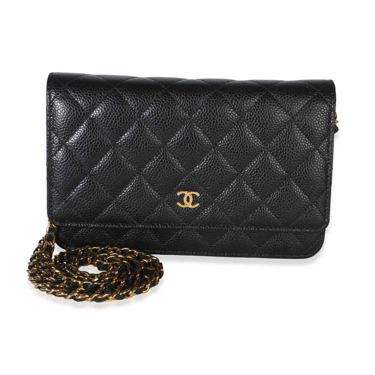 Chanel Black Quilted Caviar Classic Wallet On Chain Handbag id