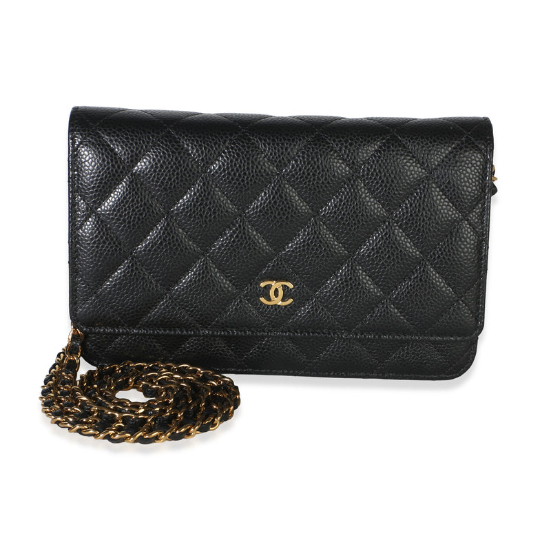 Chanel Black Quilted Caviar Classic Wallet On Chain Handbag id