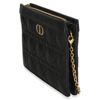 Christian Dior Black Calfskin Cannage Caro Zipped Pouch With Chain Handbag 2