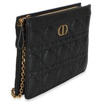 Christian Dior Black Calfskin Cannage Caro Zipped Pouch With Chain Handbag 3