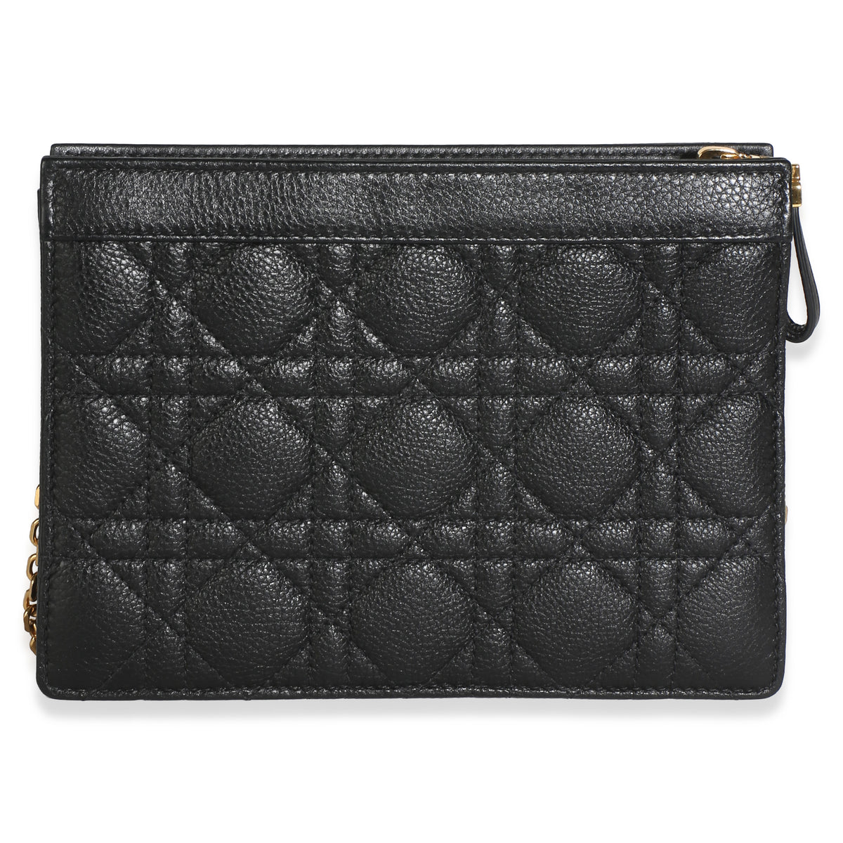Christian Dior Black Calfskin Cannage Caro Zipped Pouch With Chain Handbag 4