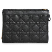 Christian Dior Black Calfskin Cannage Caro Zipped Pouch With Chain Handbag 4