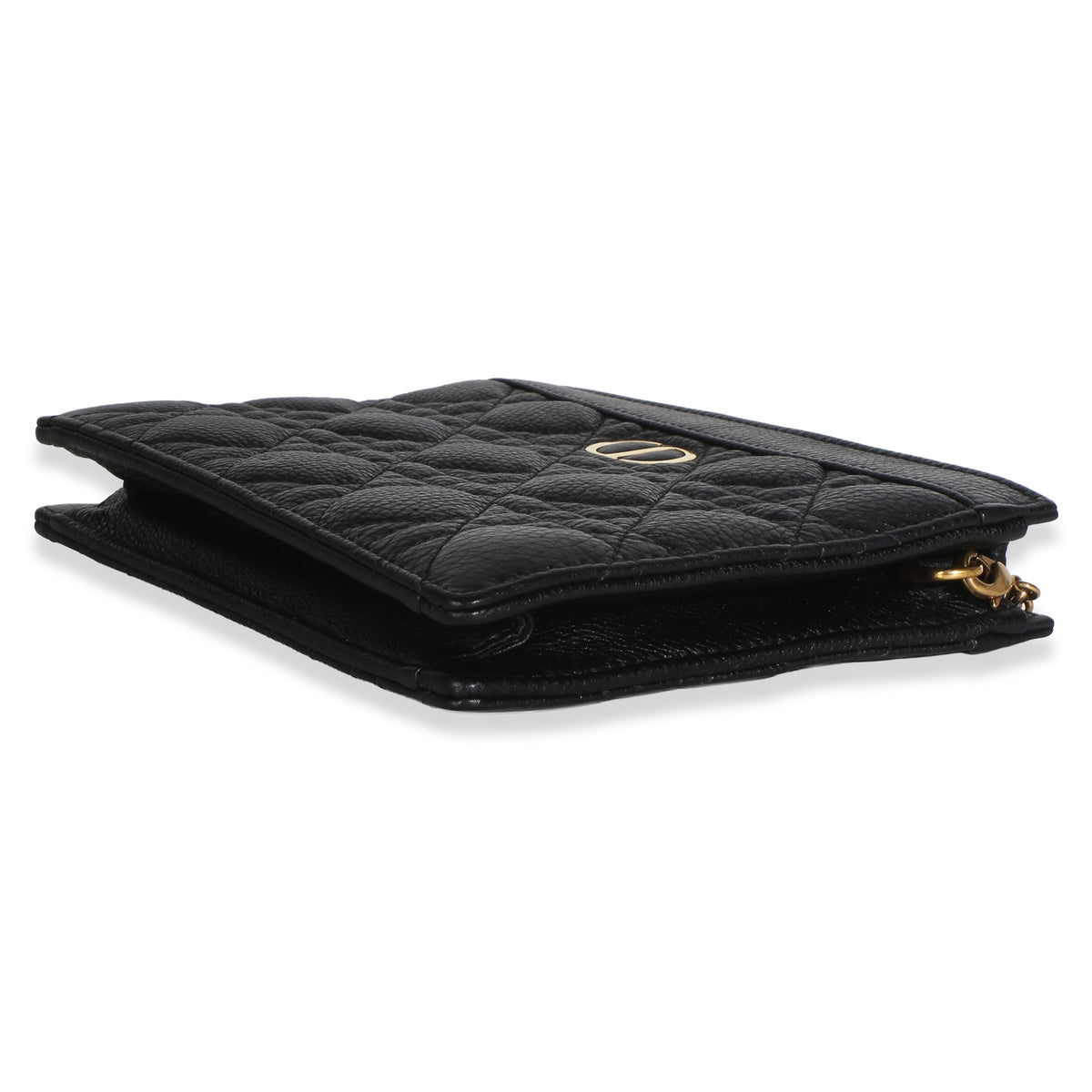 Christian Dior Black Calfskin Cannage Caro Zipped Pouch With Chain Handbag 6