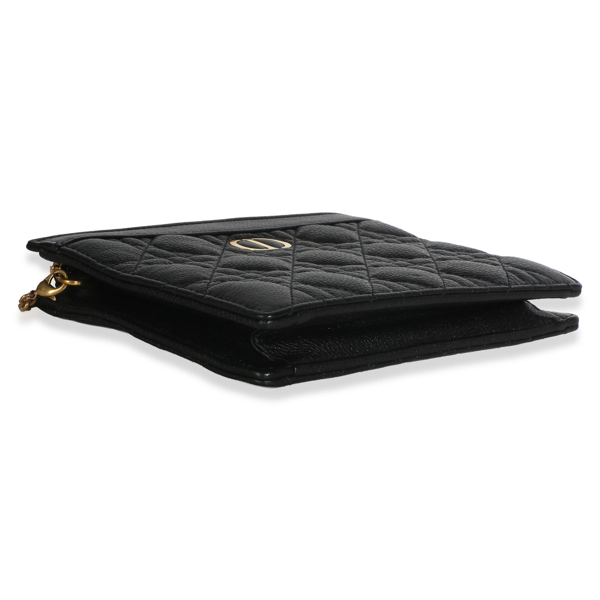 Christian Dior Black Calfskin Cannage Caro Zipped Pouch With Chain Handbag 7