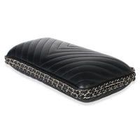Chanel Black Chevron Lambskin Chain Around Box Clutch Handbag 6