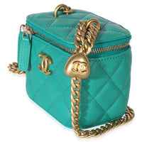 Chanel Green Quilted Caviar Sweetheart Vanity Case With Chain Handbag 2