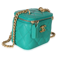 Chanel Green Quilted Caviar Sweetheart Vanity Case With Chain Handbag 3