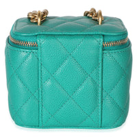 Chanel Green Quilted Caviar Sweetheart Vanity Case With Chain Handbag 4