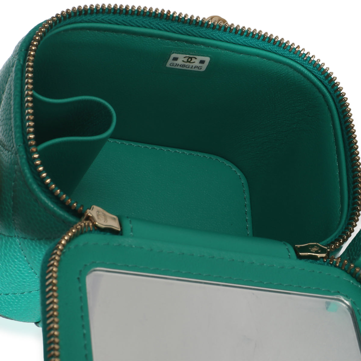 Chanel Green Quilted Caviar Sweetheart Vanity Case With Chain Handbag 8
