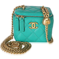Chanel Green Quilted Caviar Sweetheart Vanity Case With Chain Handbag id