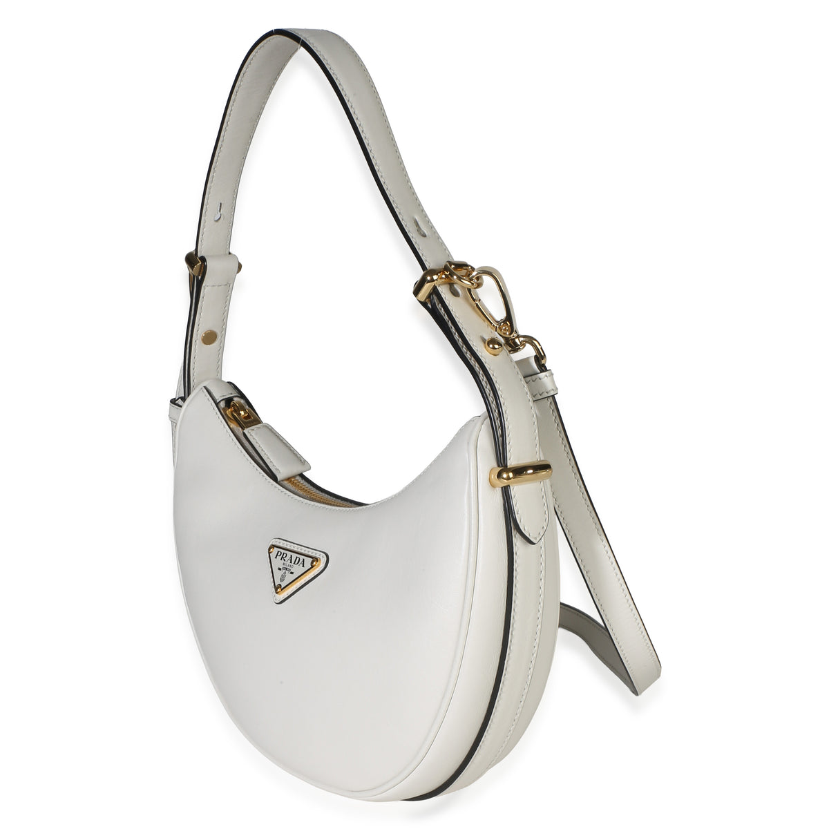 Prada White Soft Calfskin Small Arque Shoulder Bag Handbag 2