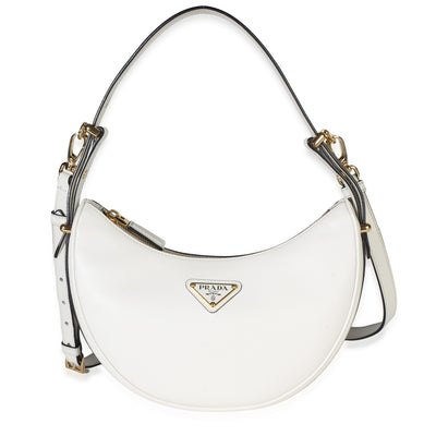 Prada White Soft Calfskin Small Arque Shoulder Bag Handbag id
