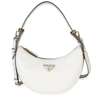 Prada White Soft Calfskin Small Arque Shoulder Bag Handbag id