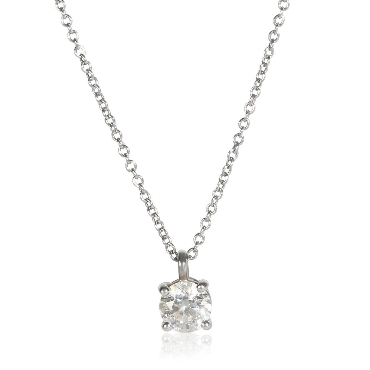Tiffany & Co. Platinum Diamond Solitaire Pendant fv