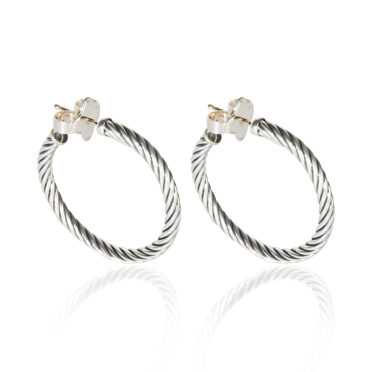 David Yurman Sterling Silver Cable Hoop Earrings 2