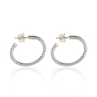 David Yurman Sterling Silver Cable Hoop Earrings 3