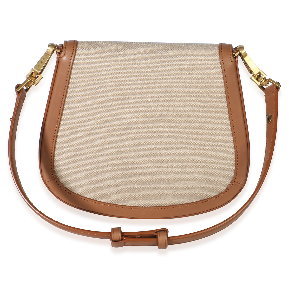 Saint Laurent Natural Tan Canvas Calfskin Mini Voltaire Top Handle Bag Handbag 4