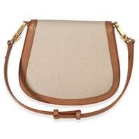 Saint Laurent Natural Tan Canvas Calfskin Mini Voltaire Top Handle Bag Handbag 4