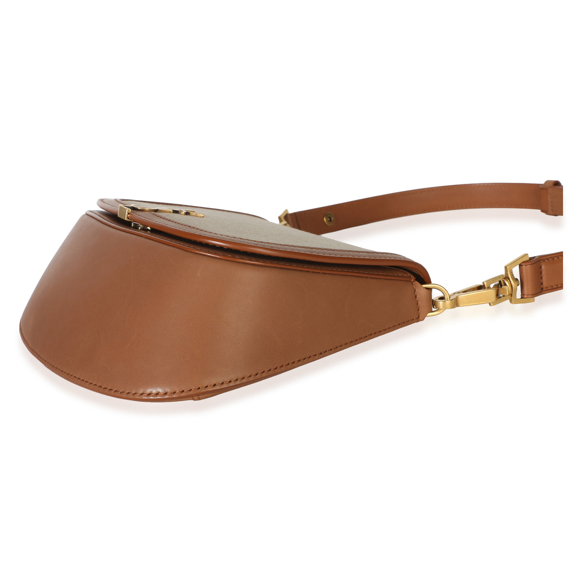 Saint Laurent Natural Tan Canvas Calfskin Mini Voltaire Top Handle Bag Handbag 6