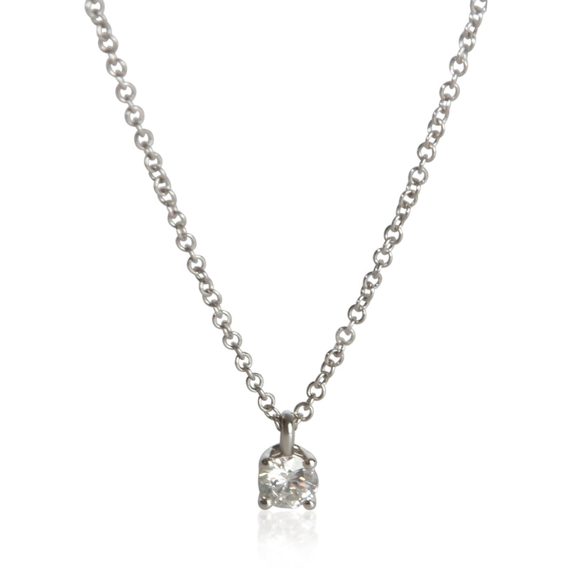Tiffany & Co. Platinum Diamond Solitaire Pendant fv