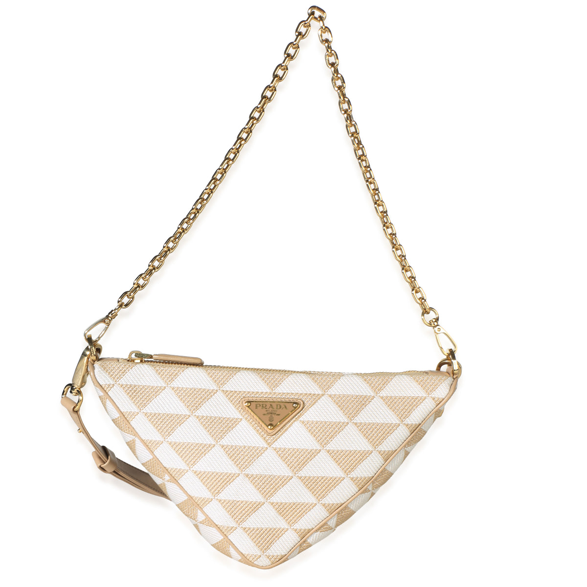 Prada Corda Talco Jacquard Triangolo Symbole Embroidered Canvas Triangle Bag Handbag id