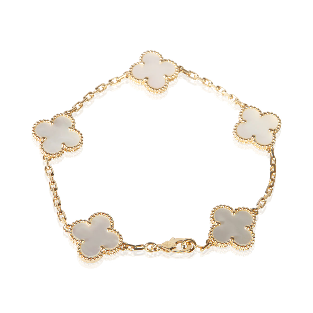 Van Cleef & Arpels Yellow Gold Mother Of Pearl Vintage Alhambra Bracelet 4