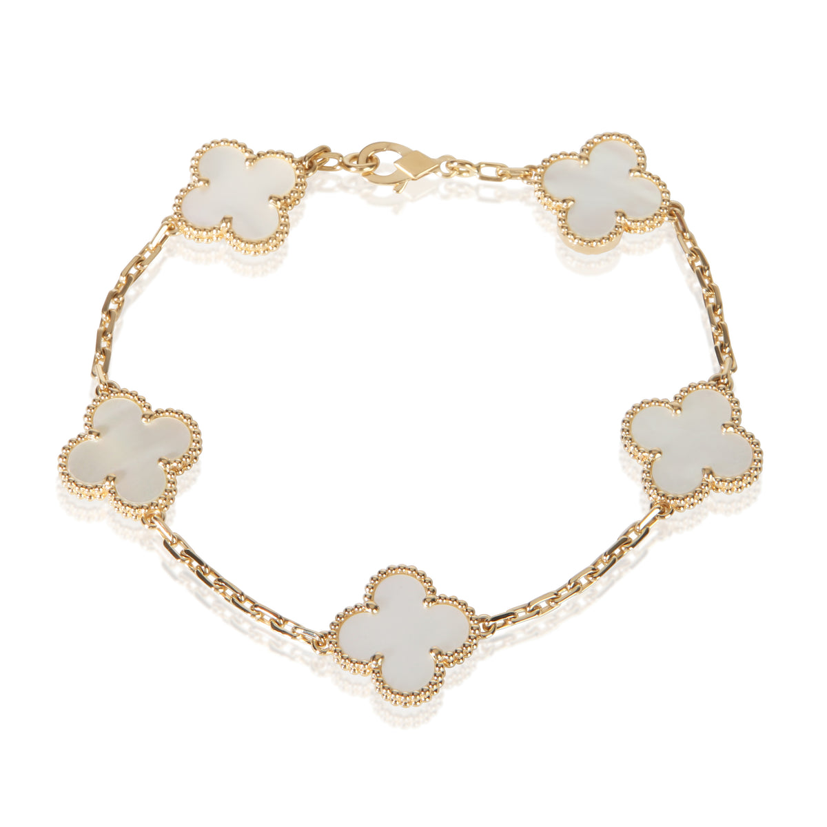 Van Cleef & Arpels Yellow Gold Mother Of Pearl Vintage Alhambra Bracelet fv