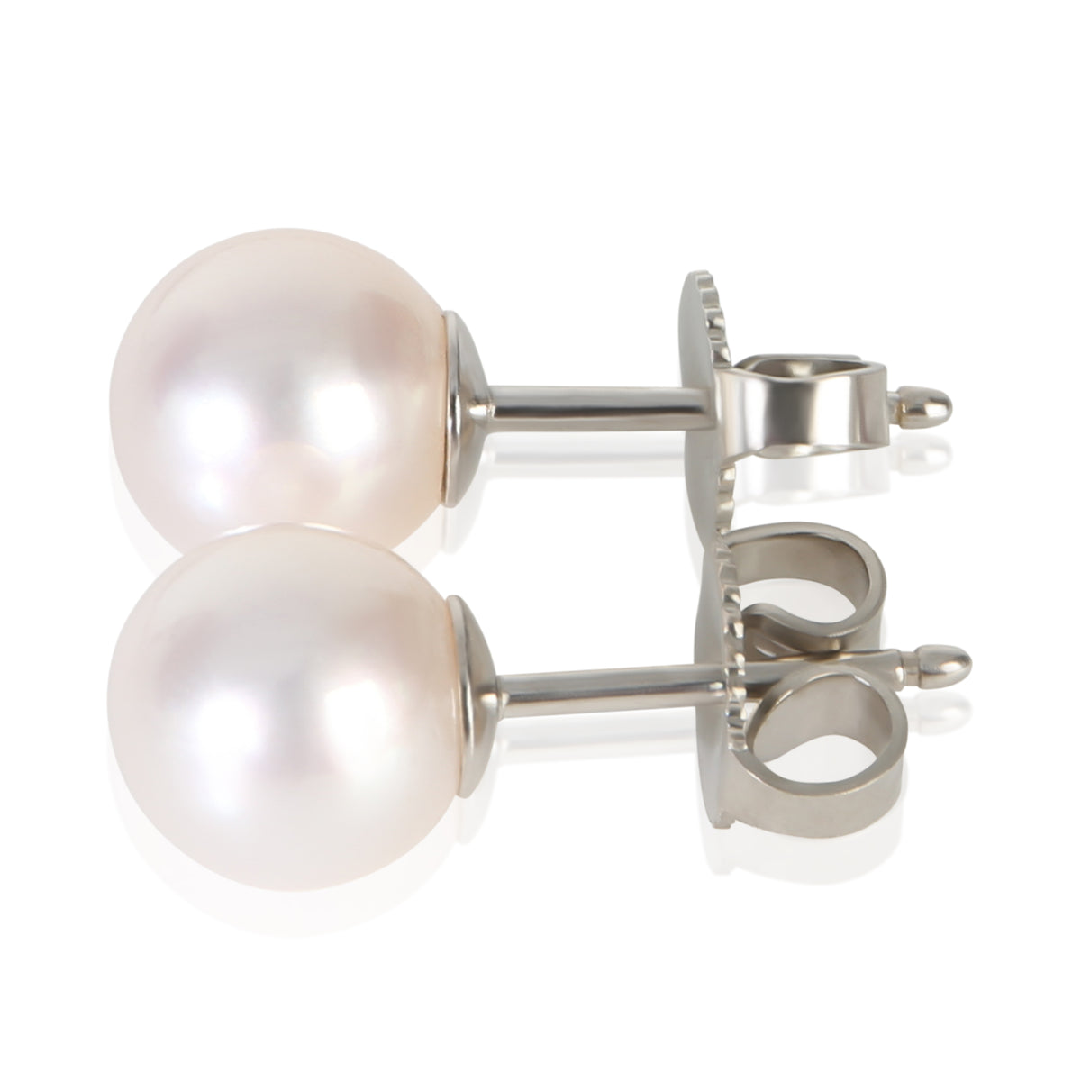 Tiffany & Co. White Gold Pearl Signature Earrings