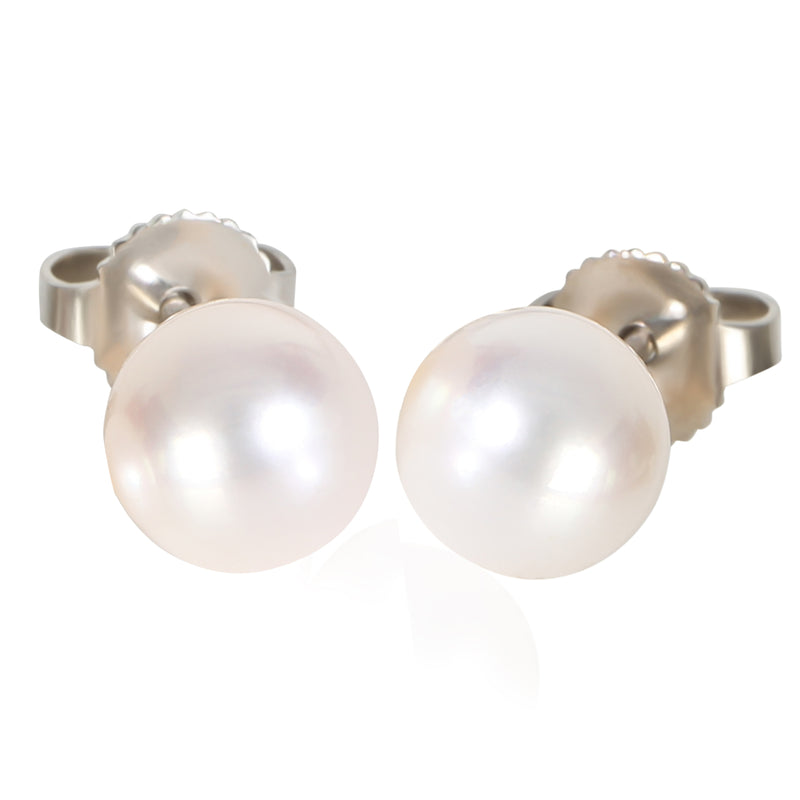 Tiffany & Co. White Gold Pearl Signature Earrings