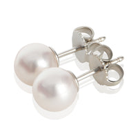 Tiffany & Co. White Gold Pearl Signature Earrings