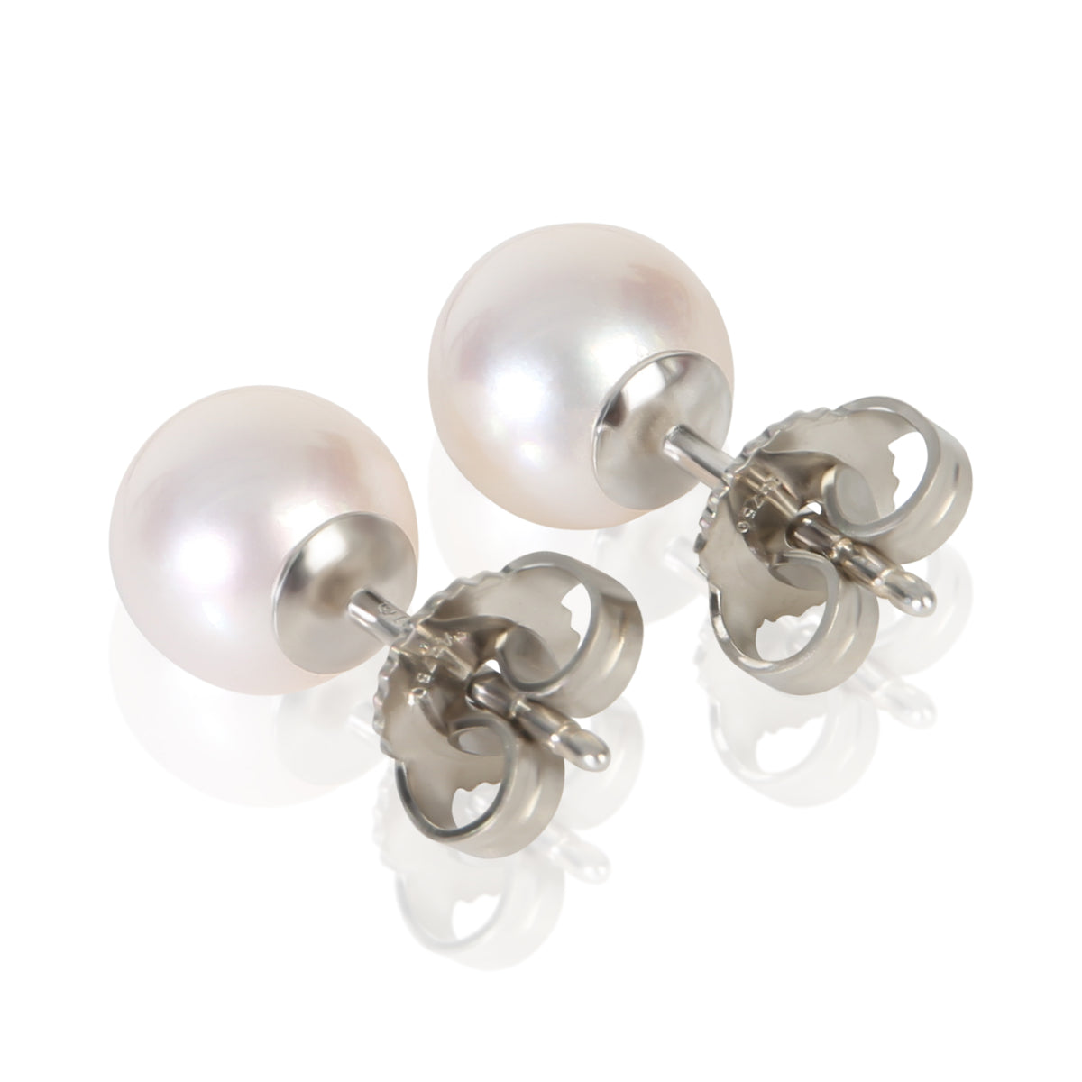 Tiffany & Co. White Gold Pearl Signature Earrings