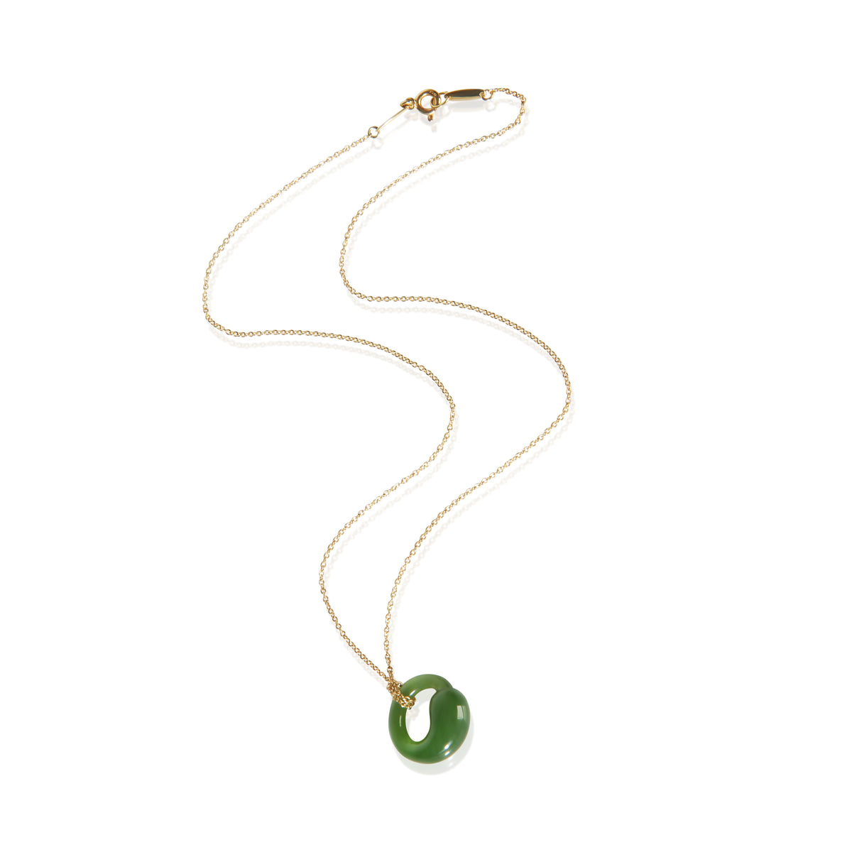 Tiffany & Co. Yellow Gold Jade Elsa Peretti Eternal Circle Pendant 3