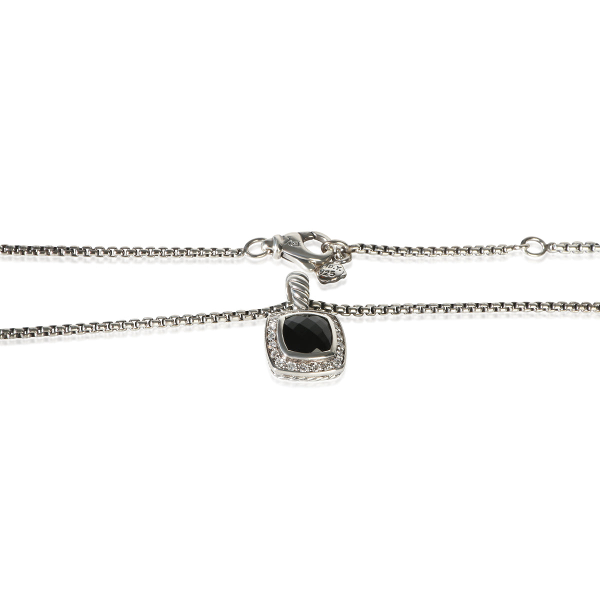 David Yurman Sterling Silver Onyx and Diamond Petite Albion Pendant 2