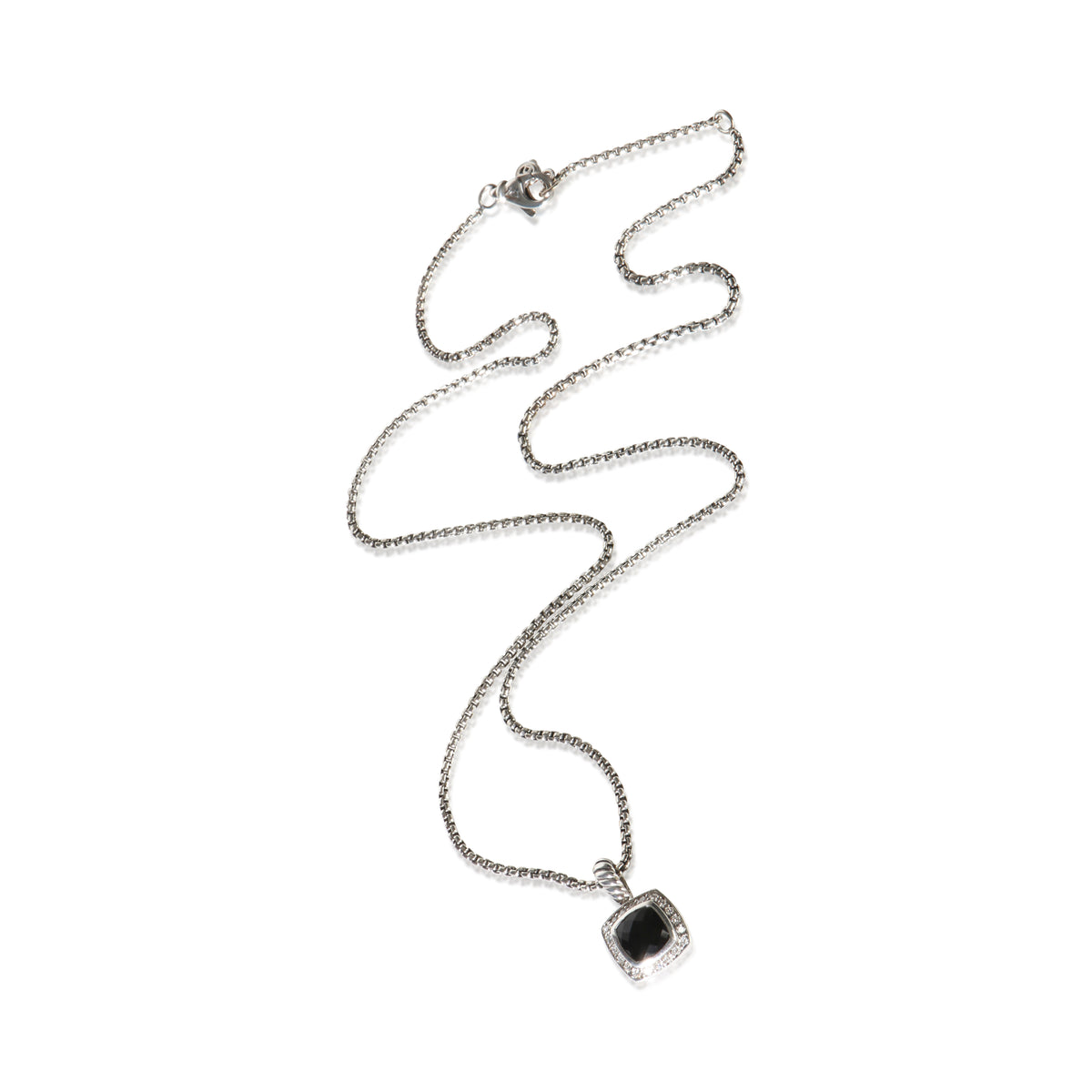 David Yurman Sterling Silver Onyx and Diamond Petite Albion Pendant 3
